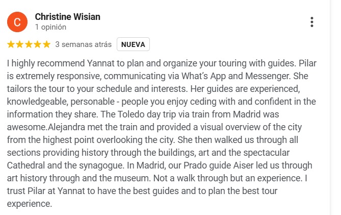 Real Google review from Yannat Travel customer Christine Wisian