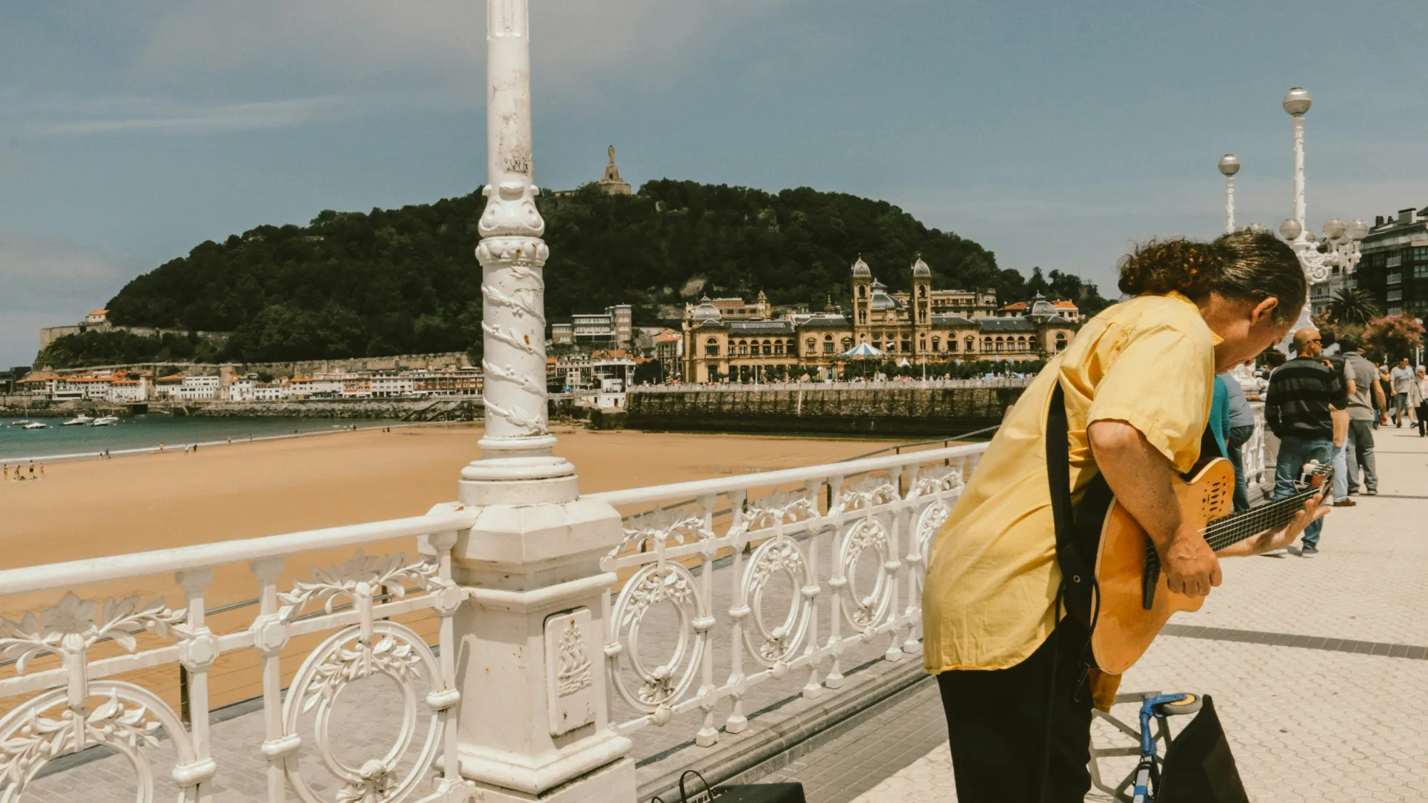 San Sebastián highlights e-bike tour with aerial view of La Concha Bay