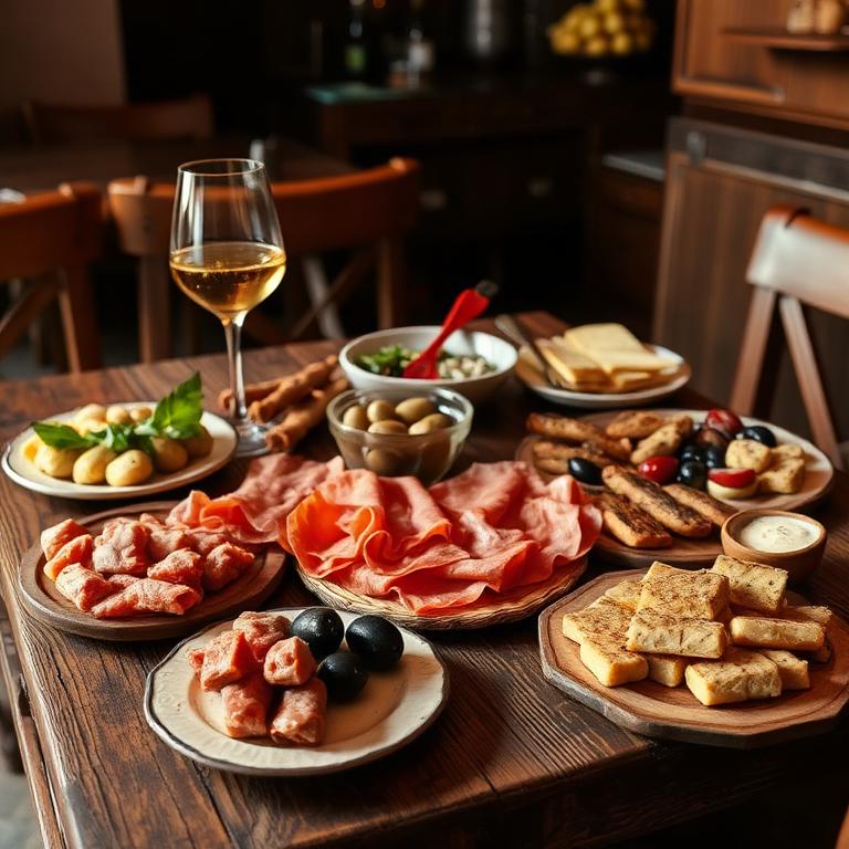 Private Spanish tapas spread on a wooden table